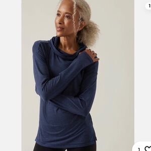 419 ATHLETA UPTEMPO ll HOODIE SWEATSHIRT HEATHER BLUE Medium